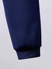 Tween Boy Letter Print Hoodie And Sweatpants Set - Royal Blue - View 6