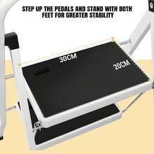 2 Step Ladder Portable Folding 2 Step Stool Heavy Duty Steel Ladder With Hand Rail And Anti-Slip Wide Pedal, Lightweight Stepladder For Home And Kitchen Use, 330lbs Capacity - 2 steps-steel - 查看 5