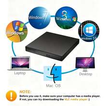 USB 2.0 Ultra-Slim External CD DVD Drive, CD-R/DVD-R Burner Compatible With Laptop And Desktop - View 3
