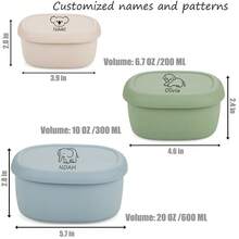 Sealed Fresh-Keeping Lunch Box, Lightweight Fruit Box, Microwave- Silicone Bowl, 200ml/300ml/600ml, Personalized Custom Name And Pattern - Multicolor - View 4