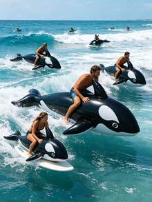 Inflatable Shark Decoration, Inflatable Shark Water Decoration, Inflatable Black Orca Floating Pool Float, PVC Inflatable Shark Surfboard Floating Raft,Suitable For Adult Family Entertainment, Outdoor Leisure, Summer Party, Beach, Lake, Pool Floating - Multiple Styles - View 1