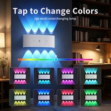 USB Rechargeable Smart Motion Sensor Wall Light Indoor, RGB Color Changing LED Night Light, Magnetic Mount Wireless Wall Lamp For Bedroom Bathroom Hallway Wardrobe Cabinet Stairs Home Decor - RGB Wall Light - View 3
