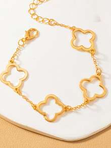 1 pieza Pulsera minimalista de trébol de cuatro hojas de la suerte, joyería elegante y dulce de flor de cuatro hojas estilo francés (Caja de regalo no incluida) - Estilo 4 - Ver 4