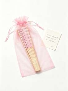 Juego de abanicos de mano plegables elegantes de color rosa, incluye tarjeta de agradecimiento y bolsa de regalo, abanico de mano de bambú nupcial, adecuado como regalo para damas de honor y decoración de boda, perfecto para fiestas, eventos y accesorios de verano - Multicolor - Ver 8