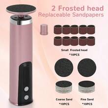 2-In-1 Electric Manicure & Pedicure Care System – 6 Adjustable Speeds, 7600 RPM Motor, LCD Display, Type-C Fast Charging 1200mAh Rechargeable, 2 Replaceable Heads For Removing Calluses And Dead Skin - Pink - View 4