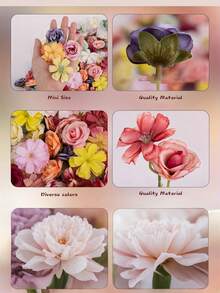 50/100PCS Mixed Color Artificial Flower Heads Set, Faux Decorative Flower Heads For Wedding Decoration, Room Decor, Tabletop Wall Decor, Home Ornament, Cake Decoration DIY, Birthday, Holiday Gift - Multicolor - View 7