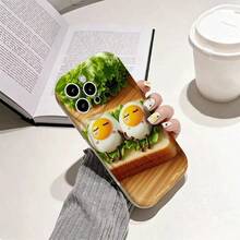 Cute Egg Toast Pattern Kawaii Food Phone Case For  17/16/15/14/13/12/11Plus Pro Pro Max Phone Case, Fashionable And Noble,It's The Top Choice For Gifting - Weiss - Übersicht 2