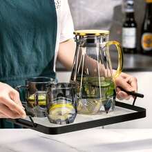 1pc, Acrylic Tray With Handles, Double-Ear High-End Home Tea Tray, Serving Tray, Commercial Restaurant Plate, Decorative Tray, Black Edge High Transparency Glacier Design, Suitable For Displaying And Storing Bread, Pastries, Fruits, Snacks, Desserts And Other Foods - Black - View 1