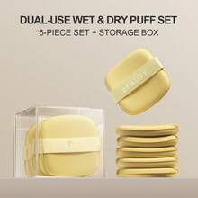 MINISO Dual-Sided Wet & Dry Makeup Sponge Set, Butter & Chocolate Colors Available, 6pcs Cushion Powder Puffs With Dust-Proof Storage Box, Foundation Loose Powder Blending Makeup Sponge - Multicolor - View 12