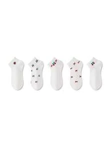 ZUJO 5 Pairs Women's Short Socks, Strawberry Cherry Pattern, Comfortable And Breathable, Suitable For All Seasons - Multicolor - View 7