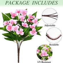 1/3pcs Vibrant Artificial Impatiens Flower Bouquet, Realistic Faux Flowers, Suitable For Outdoor Garden, Indoor Planter And Balcony Decoration, 15.7 Inches Tall, Low Maintenance, Durable And Bendable Stems, Artificial Flowers - Pink - View 8