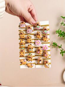 5/10/20/30Pcs Cute Capybara Terry Cloth Hair Tie Set, Suitable For Daily Use Clothing Accessories, Girls Hair Accessories - Multicolor - View 5