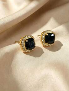 1 Pair Gold Elegant Exquisite Jewelry Cute Summer Vintage Fashion Minimalist Niche Elegant Versatile Dangle Artificial Zirconia Pierced Ear Stud Earrings Set Suitable For Women Daily Wear Holiday Wedding Banquet - Gold - View 6