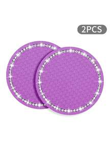 1/2pcs Car Cup Holder Coasters, Shiny Cup Holder Insert Coasters, Universal Anti-Slip Car Cup Holder Decorative Silicone Cup Mats, Car Interior Pad, 7cm/2.75" Soft Crystal Rhinestone Rubber Coaster Set Round Car Beverage Cup Holder Accessories - One Size - View 16