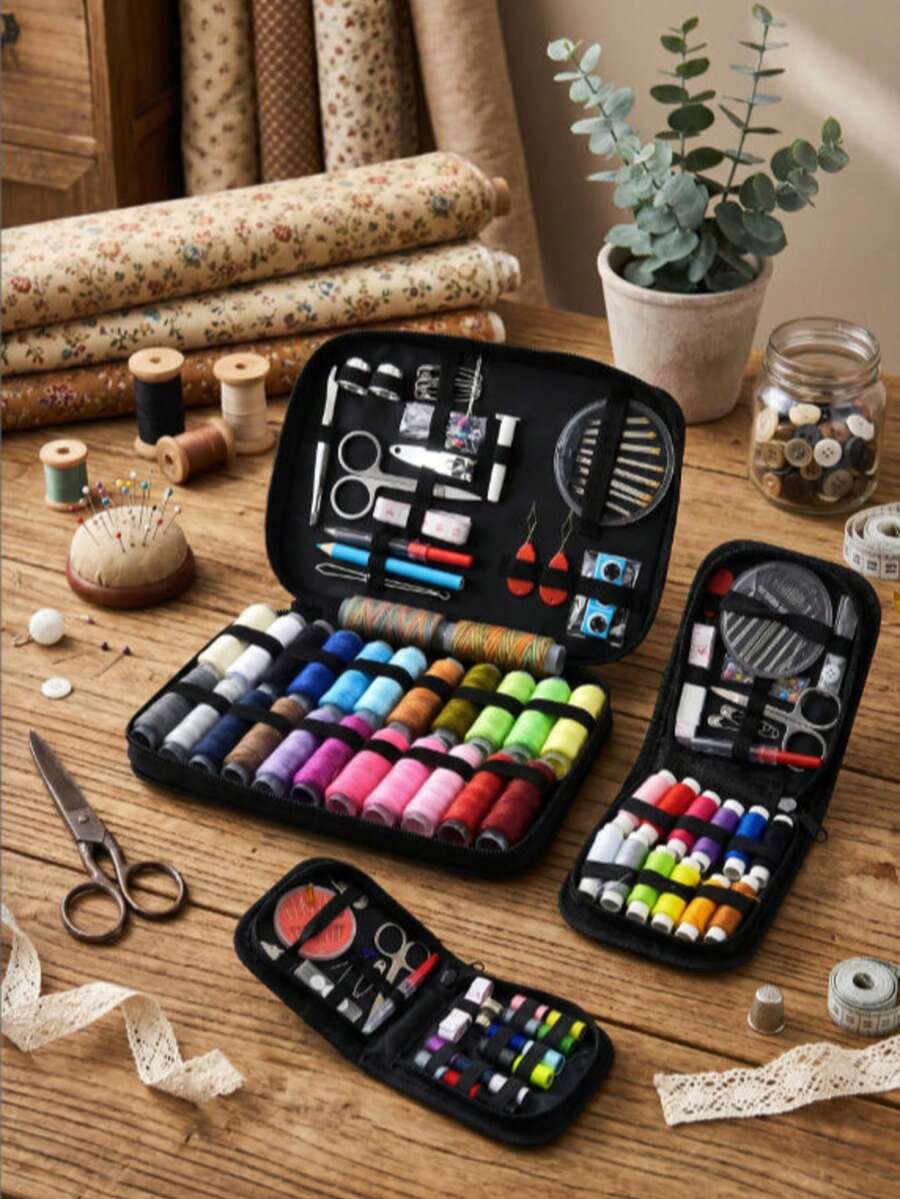 97/63/27/5pcs Sewing Kit Set, Portable Home DIY Sewing Tool Kit, Home Sewing Box, Sewing Supplies And Accessories Sewing Tool Kit (Multiple Sizes Available), Suitable For Adult Sewing Tool Kit, Emergency Repair And Travel Tool Kit, Portable Basic Travel Sewing First Aid Storage Bag - Type a - View 1