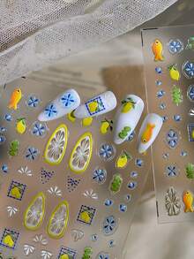 1 Bohemian Style Nail Art Stickers, Lemon, Fish Phone Case DIY Stickers, Fruit Painting Nail Art Stickers - Multicolor - View 6