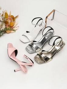 Sandalias de tacón alto blanco sexy para mujer, nuevas de primavera/verano, punta cuadrada, punta abierta, estilo hada, minimalistas, con tiras cruzadas, tobillo ajustable, tacón fino, tacones altos, elegantes para ir al trabajo, citas, fiestas, vacaciones, casual, festivales, reuniones, cómodas con suela acolchada, versátiles, sandalias sin espalda - Blanco - Ver 8