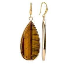 Natürliche Tigerauge Tropfen-Anhänger Ohrringe, 18K vergoldeter Schmuck, Sommer Strandurlaub Damen Accessoires, geeignet für den täglichen Gebrauch - Tigerauge - Übersicht 8