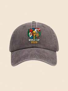 1pc 2026 World Cup US-Canada-Mexico Cartoon Washed Print Baseball Cap For Women, Baseball Cap For Outdoor Sun Protection For Men - Trophy - View 9