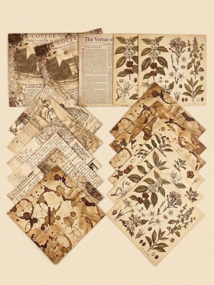 Vintage Scrapbook Paper Pads - 60 Sheets Mixed Collage Paper - Double-Sided Printed Cardstock Decorative Vintage Origami Journal Collection Patterns - Suitable For Handmade Packaging - Photo Albums - Educational Games - Girls Games - Multicolor - View 1