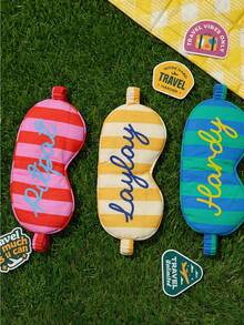 Takeoak 4 Packs Custom Name Striped Travel Set Passport Holder Eye Mask With Storage Bag Cute Stickers Personalized Gifts For Bride Wedding Couples Travel - Multicolor - View 7