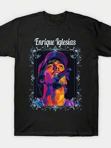 Eine Nachbildung des Stils, den der Promi Enrique Miguel Iglesias Preysler trägt. Musiker-Fanart-T-Shirt. - Schwarz - Übersicht 1