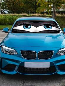 YAIUZGOO Cute Cartoon Big Eye Sun Shade - Car Windshield Sun Shade, Suitable For SUV And Sedan - Summer Sun Protection Heat Insulation Car Interior Accessory, Roll-Up Polyester Front Windshield Cover, Foldable, Convenient Storage, Car Accessory - C - View 8