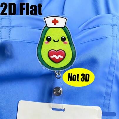 1 cái dây đeo thẻ 2D sáng tạo vui nhộn, thiết kế nhẹ có thể thu gọn kèm kẹp lưng, phù hợp cho y tá, nhân viên, bác sĩ và trợ lý điều dưỡng | Giá giữ thẻ ID thu gọn