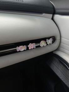 4pcs/8pcs Fine Glitter Rainbow Cream Glue Cloud Car Air Vent Decor Clips, Cute Healing Style Rainbow Car Air Vent Decor Clips, Cartoon Candy Style DIY Resin Cloud Decoration Accessories, Car Air Vent Clips, Car Air Vent Clips, Two-Prong Clips, Air Vent Clips, Center Console Metal Material, Universal Car Air Vent Clips (No Fragrance) - A - View 5