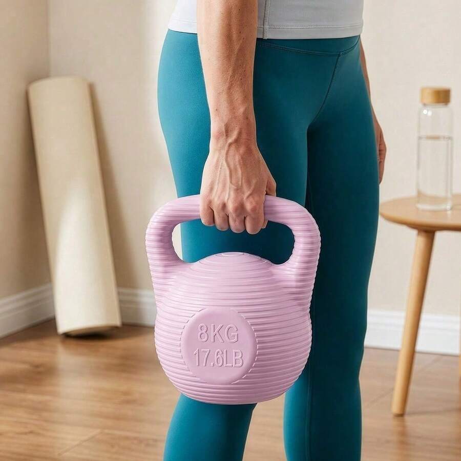 Shoze Versatile Home Fitness Bundle Fillable 8kg Kettlebell Pair Grip Rings Custom Weight Yoga Strength Training Gear - Pink - View 1