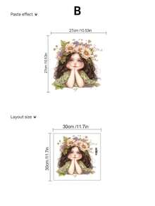 1pc Healing Fairy Tale Style Toilet Decor Sticker, Forest Flower Fairy/Moonlight Fairy Design, Waterproof Removable Bathroom Wall DIY Renovation Style Sticker - Wall Stickers - View 11
