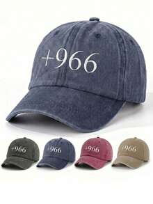 1 pieza Gorra de béisbol lavada con bordado del código de país de Arabia Saudita +966 - Gorra para hombres, gorra de camionero, adecuada para primavera, verano, otoño, invierno, vacaciones en la playa, pesca, fiesta, golf, cumpleaños, vintage, formal, Navidad, Halloween, regalo de temporada de regreso a la escuela - gorra de béisbol - Ver 2