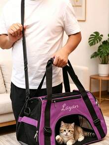 Pet Portable Bag, Customizable With Pet Name Or Unique Identifier, 6 Colors Available, Breathable Mesh Design, Makes Pet Travel More Comfortable, Suitable For Daily Outings And Short Trips, Perfect Gift For Friends! - Multicolor - View 10