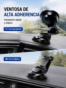 Car Phone Holder With Strong Suction Cup, Adjustable For Dashboard And Windshield, Stable Mount For GPS Navigation And Smartphones - Black - View 5
