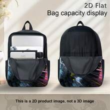 No es un estuche de lápices, correas ajustables para el hombro con cremallera, estampado de motivo de coche de carreras para noches lluviosas en la ciudad, gran capacidad y ligero, adecuado para uso escolar por adolescentes. - Negro - Ver 10