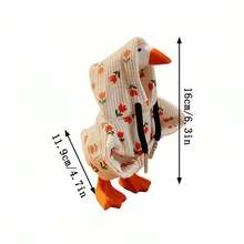 7 Inch Desk Goose Outfit Floral Print/Frog Ears Decor Hooded Sweatshirt For Indoor Tabletop Decor - White - View 7