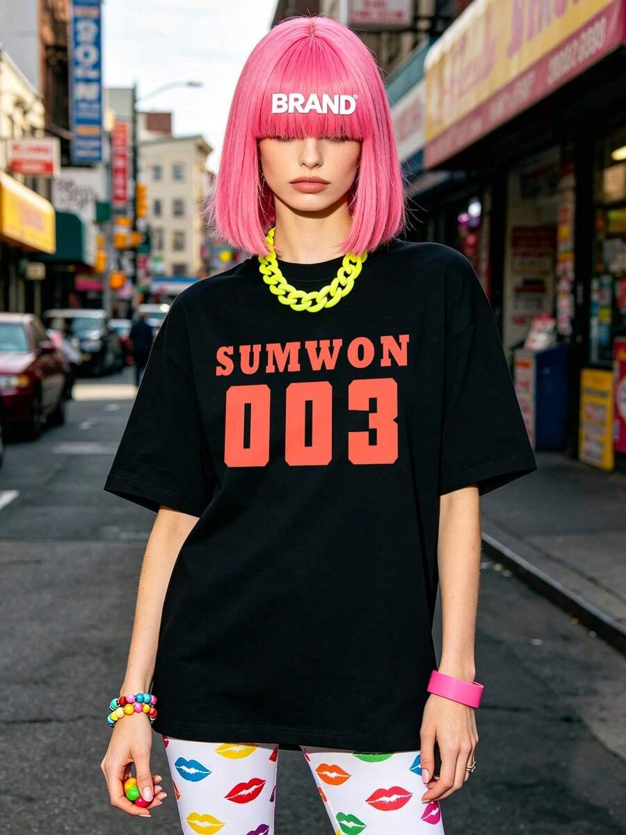 Women's Summer Loose Casual-Shirt, Soft Cotton Round Neck Short Sleeve Tops, Vintage European American Street Style. - Black - View 1