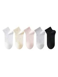 ZUJO 5 Pairs Women's Colorful Polka Dot Short Socks, Skin-Friendly Soft Breathable, Suitable For Spring Autumn Summer Daily Wear, Random Color - Multicolor - View 5