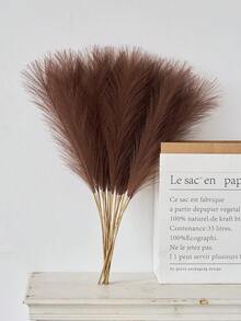 5/20/50pcs Faux Pampas Grass Artificial Reeds Large Tall Fluffy Artificial Fake Flower Bulrush Reed Grass Artificial Plants Boho Decor For Wedding Party Decoration, Home Living Room Bedroom Decor, Vase Arrangement, DIY Photography Props Gift Birthday Graduation, Autumn Decoration, Autumn - Mocha Brown - View 8