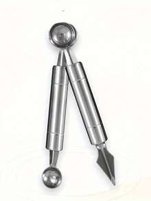 1pc Fruit Ball Scooper, 2-In-1 Fruit Scoop, Stainless Steel Fruit Carving Tool Kitchen Gadget - Multicolor - View 3