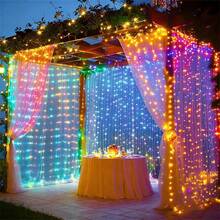 1 Paquete, 600/300/200/100 Luces de Hada LED Cortina, Luces de Cadena de Navidad Alimentadas por USB, Adecuadas para Dormitorio, Sala de Estar, Decoración de Boda, Fiesta de Cumpleaños, Navidad, Acción de Gracias, Decoración de Halloween y Luces Festivas - Cadena de luces de cortina USB - Ver 21