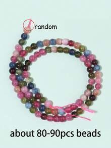 4 6 8 10mm Natural Mix Tourmaline Beads Spacer Gemstone Loose Round Diy Beads For Jewelry Making Diy Bracelets Keychain Making Supplies Accessories - Color - View 11