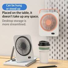 Portable Desktop Mini Fan, 5-Speed Adjustable, USB Rechargeable Table Fan, Digital Display Mini Hanging/Standing Fan, Outdoor Handheld Fan, Portable Durable Fan For Office, Dorm, Outdoor Travel - Desk Fan - View 4