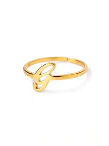 1PC Fashion 26 English Initial Chunky Rings For Women Men Opening 18K Gold Plated Smooth Letter Ring European And American Style Finger Jewelry - Gold Ring - View 22