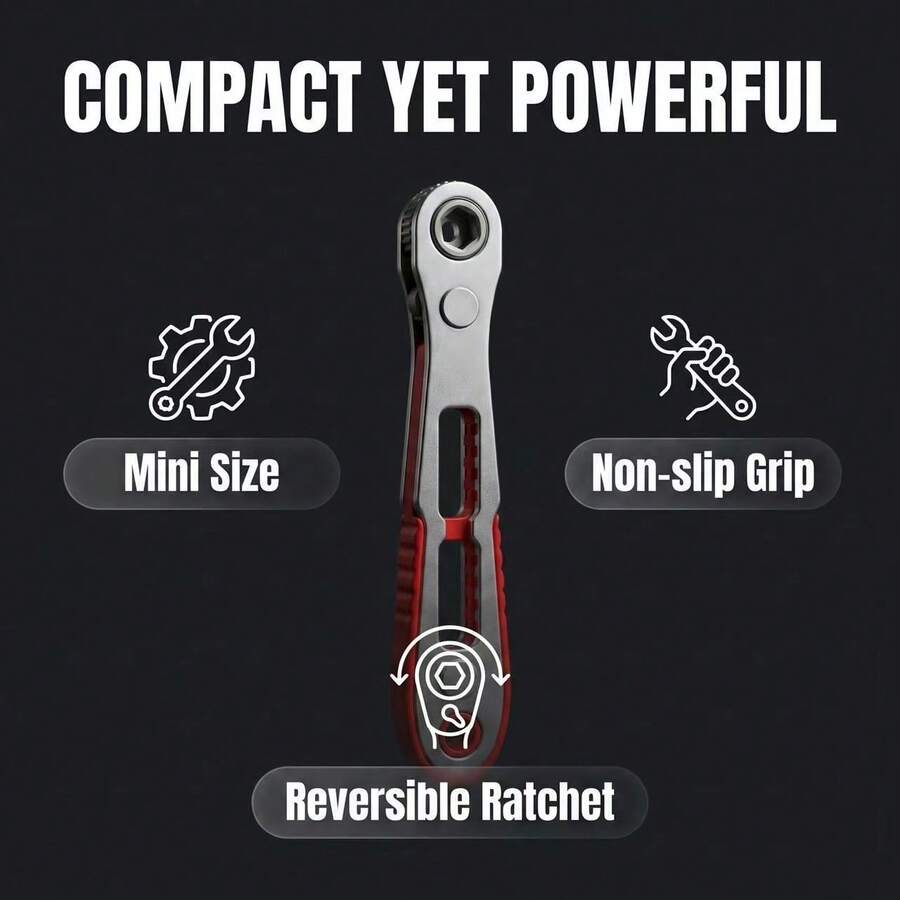 Mini Offset Ratchet Right Angle Screwdriver, Reversible Rotation Drive Handle, Compact EDC Repair Tool For Tight Spaces, Auto, Electronics & DIY Maintenance - Multiple Styles - View 1