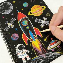 Rainbow Scratch Art Notebook Set, Black Scratch Art Supplies With Writing Pen, Creative Painting Set, Art Painting, Suitable For School Projects And Holiday Gifts, Durable Paper Material - RAINBOW SCRATCH PAPER NOTE-a - View 7