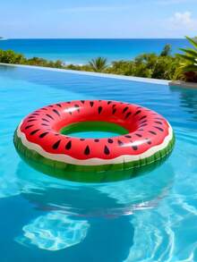 Summer Dopamine Boost! PVC Watermelon & Lemon Inflatable Swim Rings - Perfect For Swimming Parties, Beach Vacations And Floating, Enjoy The Summer Fun! Fruit-Shaped Inflatable Swim Rings - Must-Have For Swimming And Beach Days - Multicolor - View 8