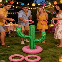 1 Set Outdoor Game Activity, Toss Ring Inflatable Cactus Game Set - PVC Material, Party And Holiday Interactive Props, Swimming Party Supplies, Water Carnival Props - Cactus - View 8