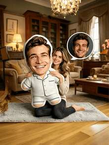 Customized Pajama Style Face Pillow, Personalized Photo Human-Shaped Cushion, Unique Personalized Commemorative Gift, Exclusive Customized Gift For Couples, Surprise Gift For Boyfriend, Husband, Family; Suitable For Birthday, Valentine's Day, Anniversary, Christmas, Halloween, Thanksgiving Gifting Occasions - Upload Picture Customization - View 5