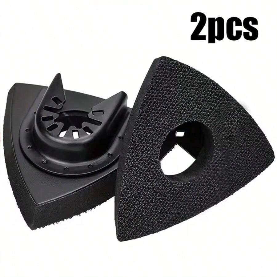 2pcs 80*80*80mm Triangle Sandpaper Pads, Designed For Quick Installation On Vibrating Tools, Suitable For Refurbishment Tasks Of Electric Machinery - Black - View 1